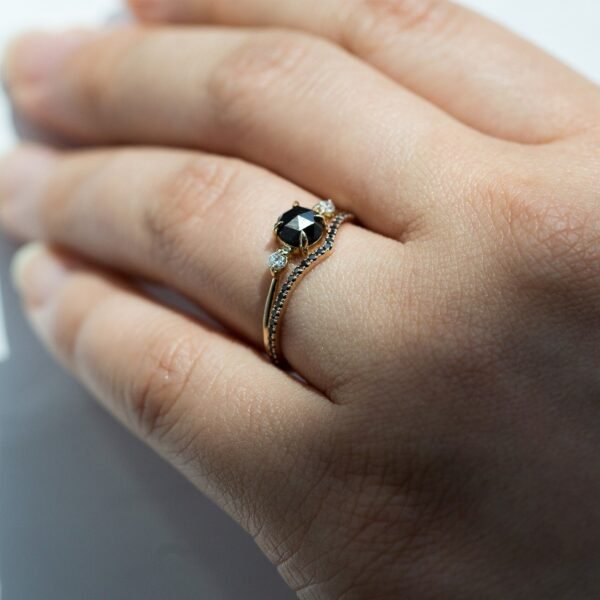 Fairy Light Eternity Black Diamond Curved Band - Image 3