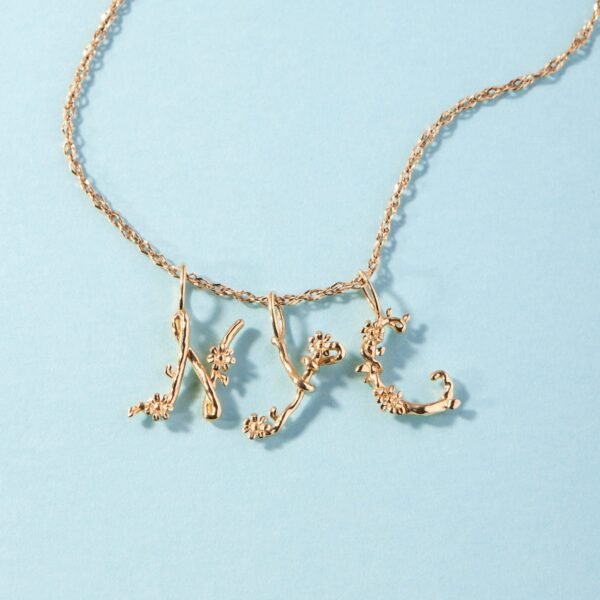 Flower Garland Alphabet Charm, Gold - Image 10