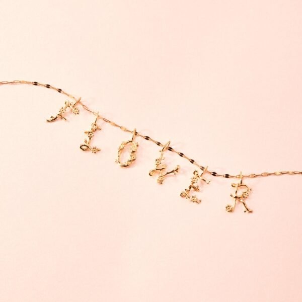 Flower Garland Alphabet Charm, Gold - Image 9