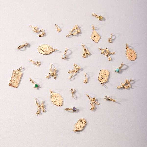 Flower Garland Alphabet Charm, Gold - Image 13