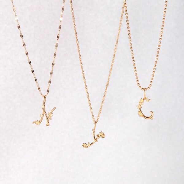 Flower Garland Alphabet Charm, Gold - Image 12